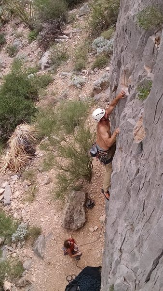 Matt finishing up the crux sequence.