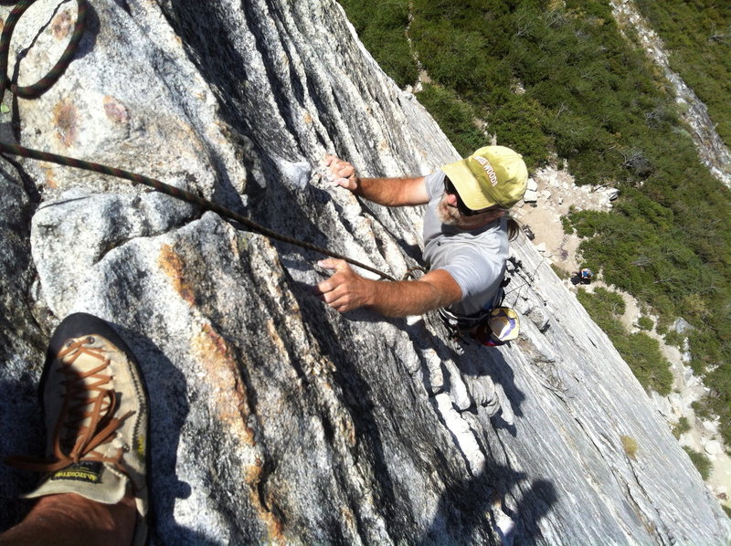 scott muir on bear's reach, lover's leap. best 5.7 in tahoe!