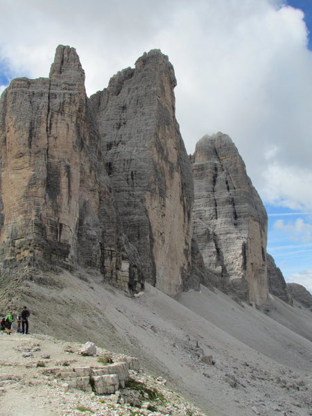 "Classic" view of the Tre Cime di Laverado from Forcella di Laverado.