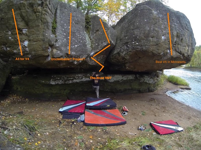 Picture detailing the river boulder's problems