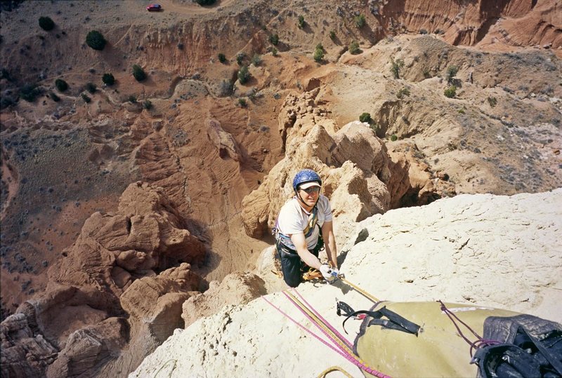 Chip Wilson reaching the P3 belay