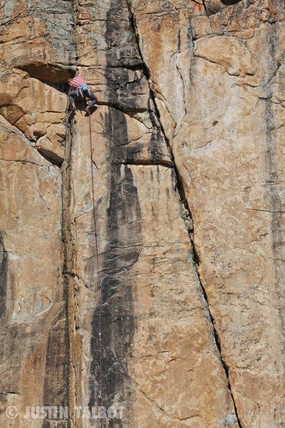 Chris Barlow just past the crux.