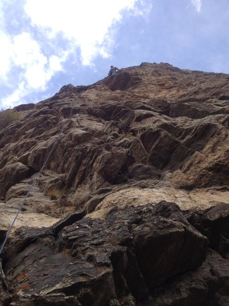 Near the little roof.