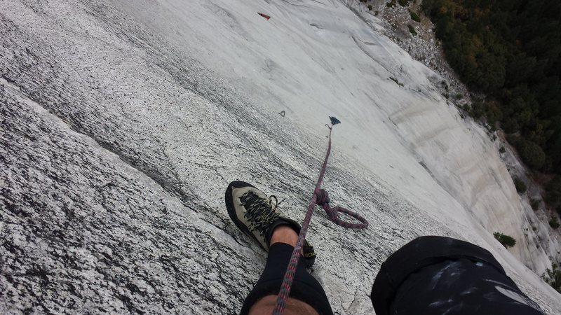 Toprope soloing pitch 13. My portaledge can be seen below at the bottom of pitch 11.