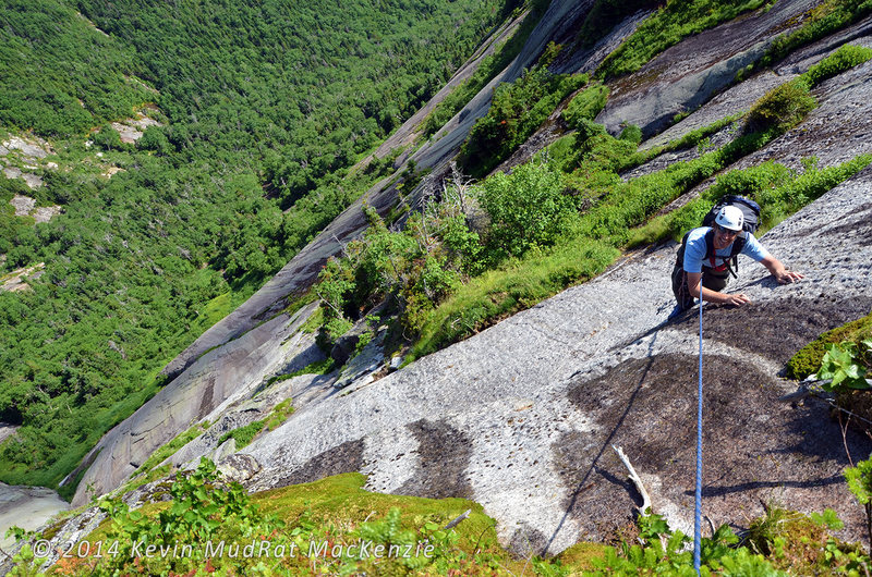 Mike Tomaselli on the final pitch of the Original Route--2014. Photo by Kevin MudRat MacKenzie.