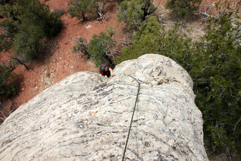Mikey finishing up the original Corkscrew route (5.7) pioneered by J & Jesse.