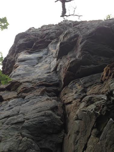 The route begins in the difficult dihedral. You move left at some point.