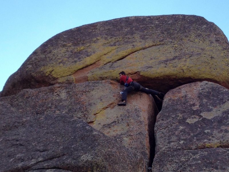 Trying to avoid putting my hands in the giant pile of bat shit at the traverse.