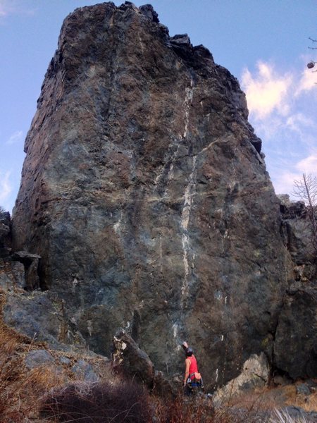 Monster starts in the middle and cuts out right at the third bolt, it's steeper than it looks