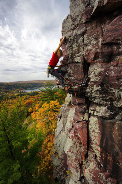 October colors and Bucket Brigade. Climber: Darin Limvere.