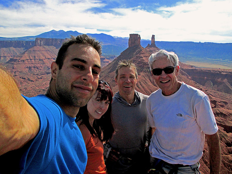 On the summit of Jah Man with Dr. George Lowe, his partner Rick, and my partner Johnny<br>
<br>
October 2014