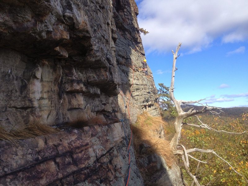 Victor leading the P2 traverse of OT