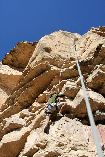 J. Weingast on the overhanging start -before the bolts were installed.