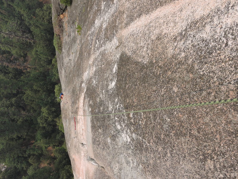 Looking down upon the route while coming over the mantle
