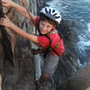 Zachary Chalnick 8 years old climbing Easy Corner 5.5 at Otter Cliffs in Acadia National Park.