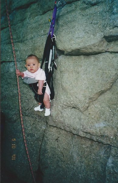 STARTING THEM OFF YOUNG. ALEXA CHALNICK AT 3 MONTHS "HANGING OUT" ON LAUREL IN THE GUNKS NY SPRING 2001