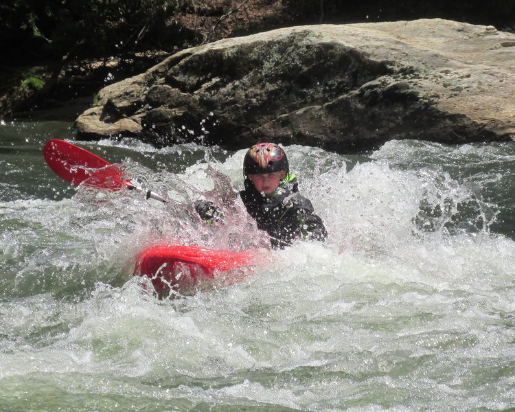 Jonah slicing thru Blackberry Falls rapid on the Cartecay River in Georgia spring 2014