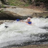 Randy getting swallowed up on the Cartecay River.