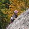 Alexa Chalnick at 6 years old climbing the practice slabs in the Gunks during a beautiful Autumn day.2007