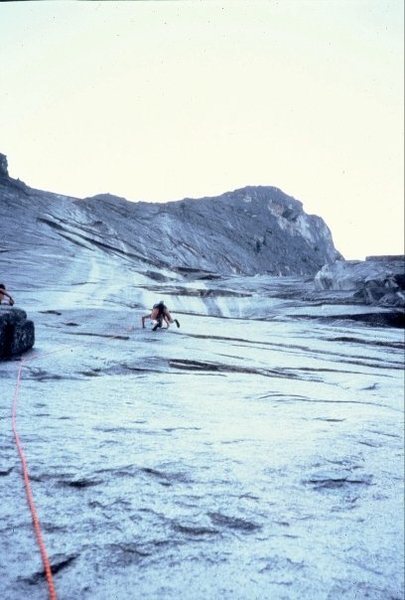 Cory Dudley leading the 4th pitch (5.10d) in 1981