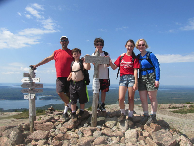 The Chalnick Family 2014 on Summit of Sargent Mnt. Acadia National Park.