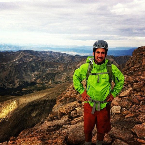 On the summit of Long's Peak (Colorado). Scrambling up the Keyhole Route