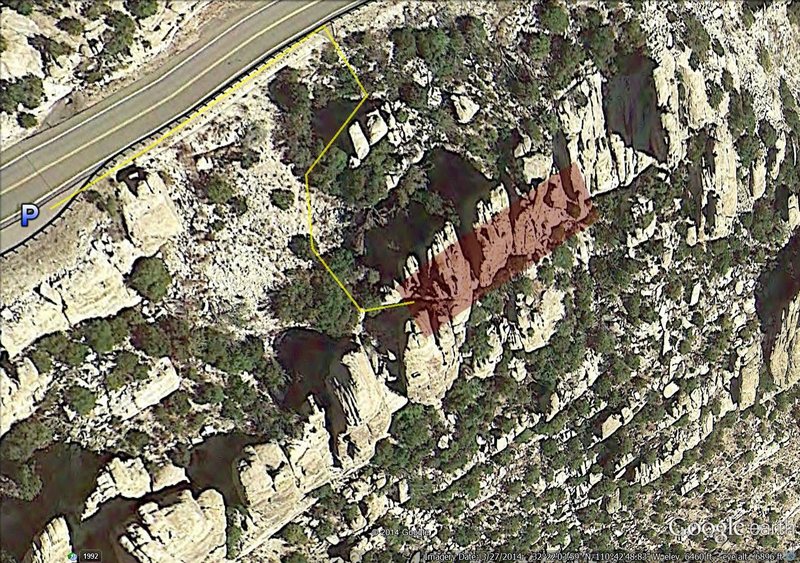 Approach trail and area outline.