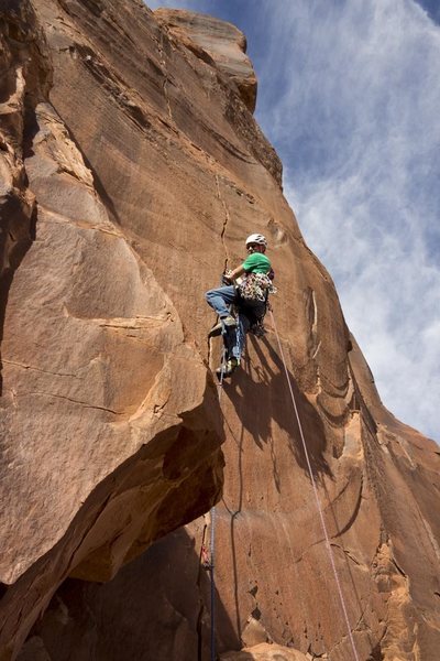 Me, pitch 2 of Red Rocket Tower. Photo taken by Stu Ritchie.