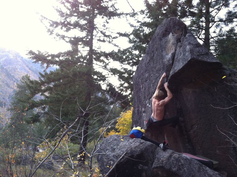 Pat on a very rad problem at Mitchell Plateau.