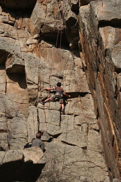 Joseph on top rope jumping for those holds.