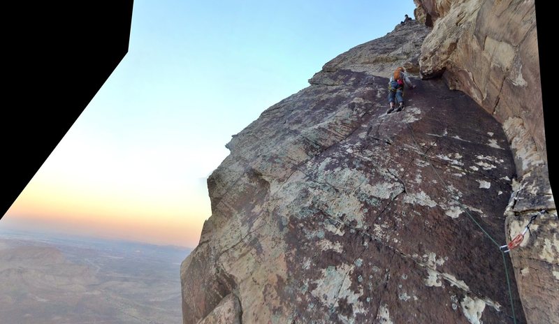 tiptoeing above the sunset up high on the route