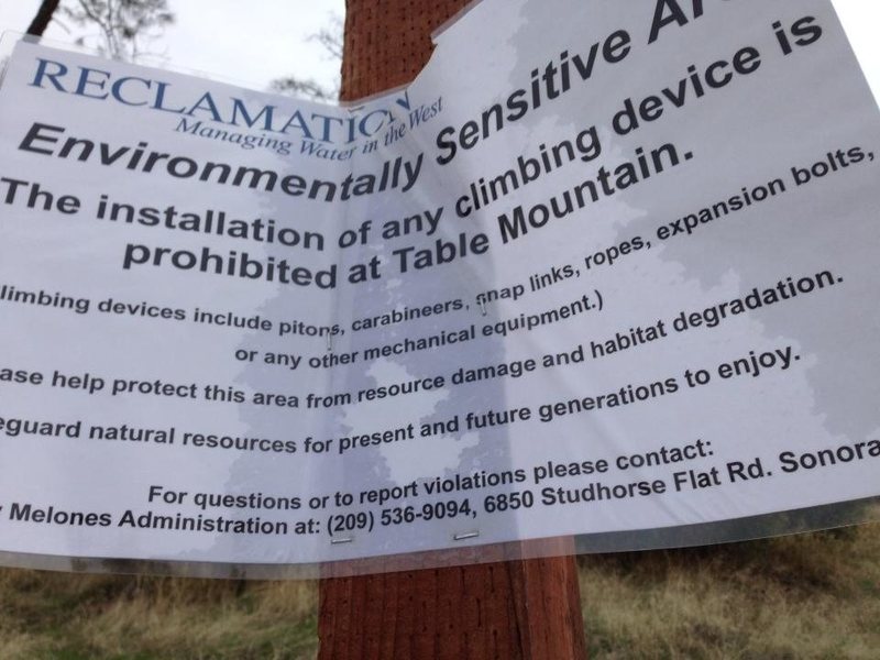 USBR signs posted late November 2014 at Table Mountain Parking (end of