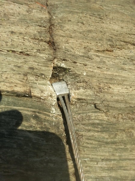 The funky crucial stopper at the start (below the first bolt).