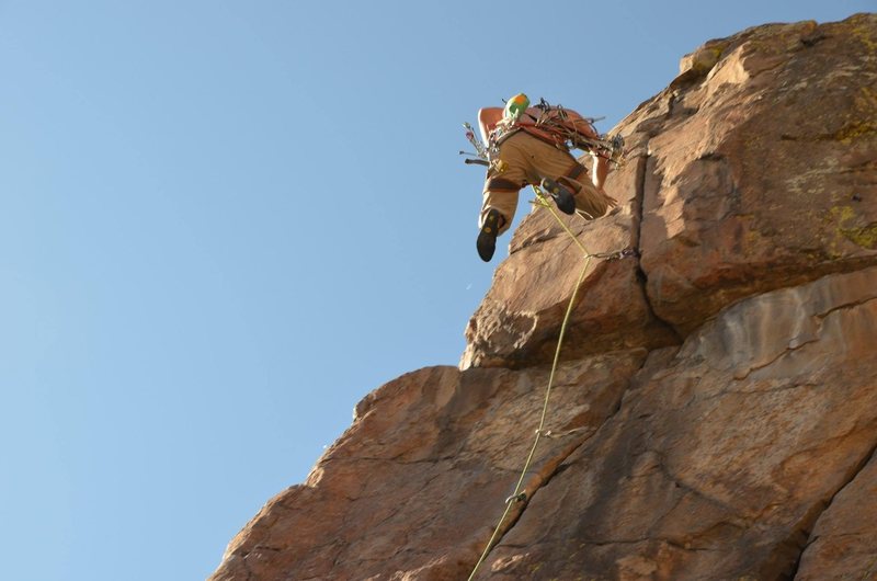 Dave taking a sweet fall at the crux.