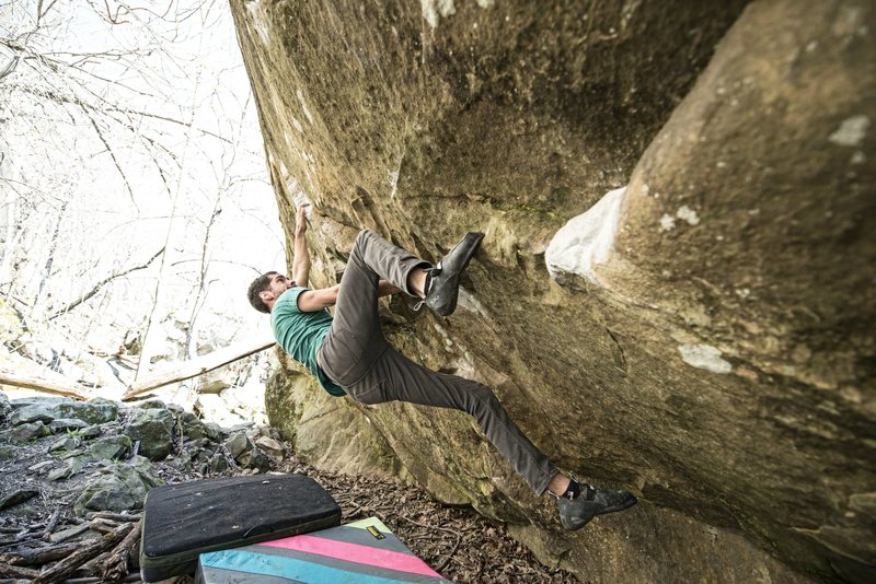 Climbing in Moondye Boulder, Horseshoe Canyon Ranch