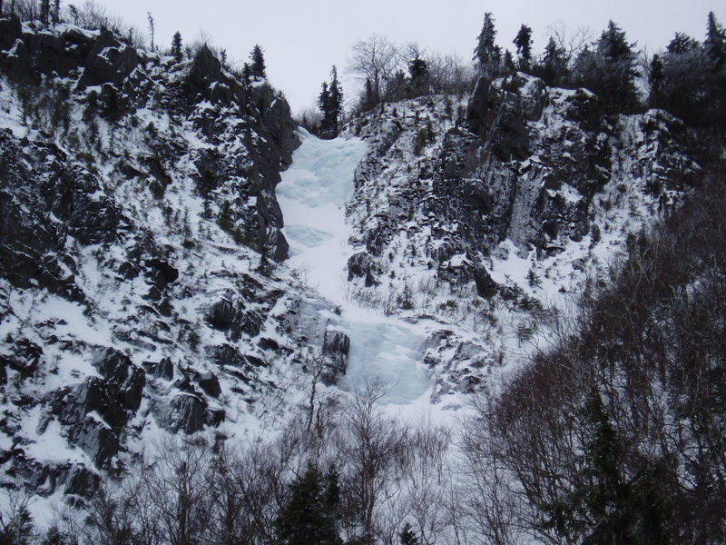 Parasol Gully, 1/9/14, in "ice" condition with the "parasol" encased in ice .