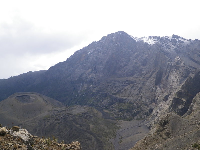 View from Rhino point. Snow on the summit and seasonal waterfalls from snow melt and rain. One of the tallest walls in Africa.