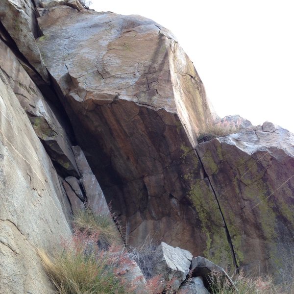 Steep short crack leads to a fun top out and the rest of the route as described.