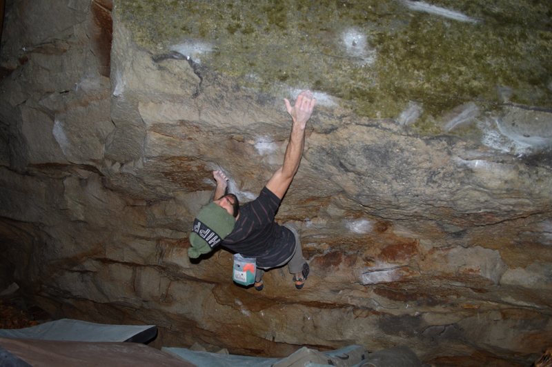 Parlier shooting from under the roof for the good edge/lip on the FA of "Magnum"