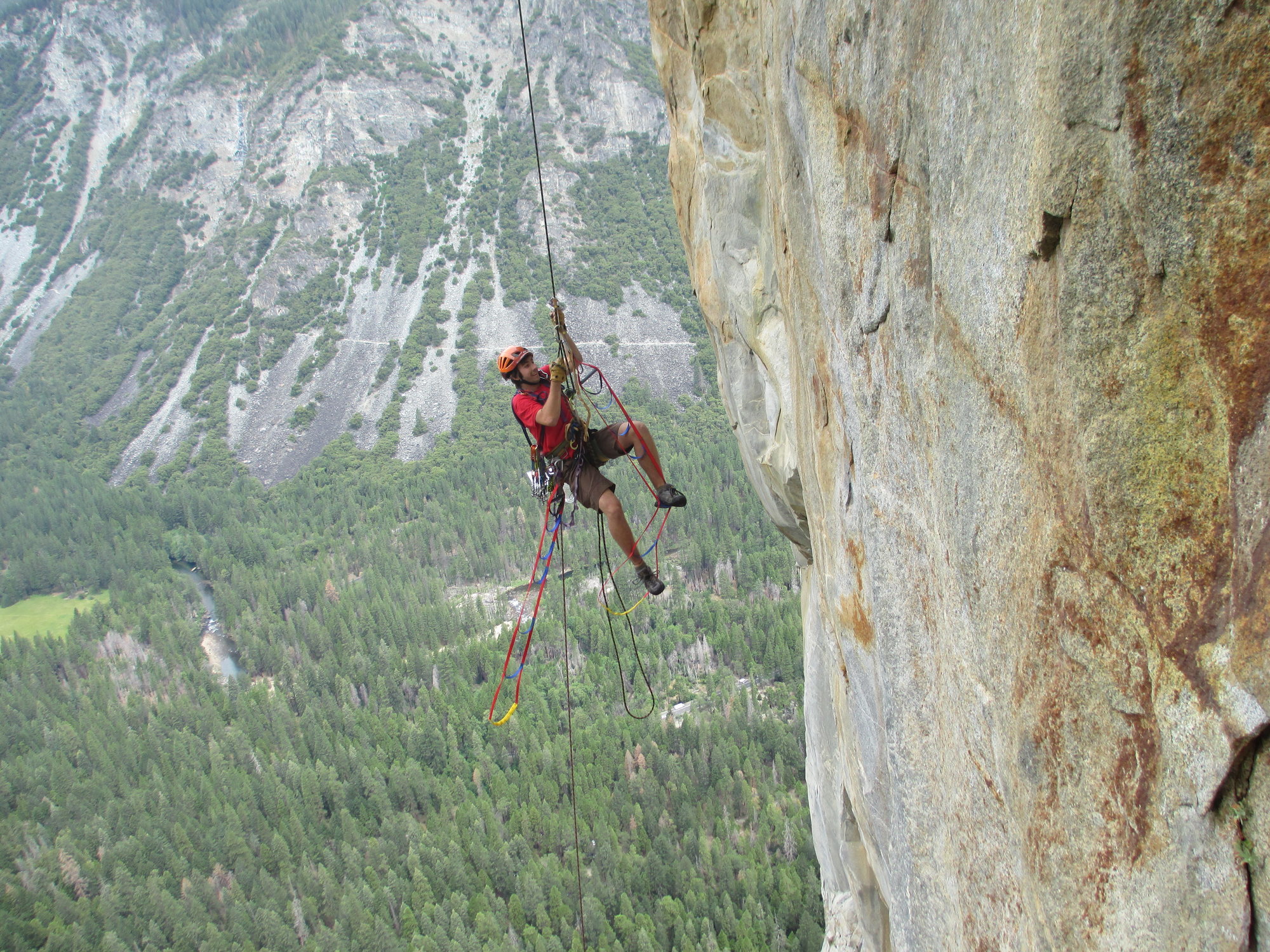 Jace (after dropping a jumar from the 7th pitch), jugging with a grigri