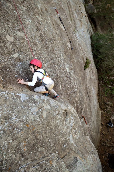 Past the major difficulties, five-year-old Wesley Fienup is cruising on Rockoco, at San Ysidro.