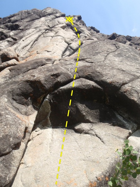 Start on the light colored boulder problem to reach the first bolt.