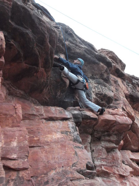 Stemming into the crux.
