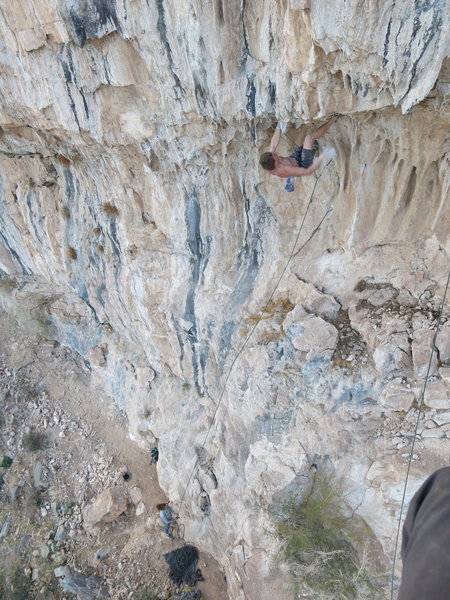 Setting up for the crux move.