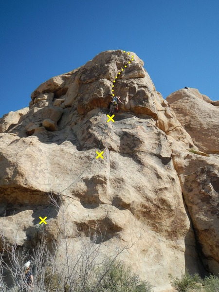 Fun Stuff indeed. Three bolts lead to an easily-protected crack system. A nice variety of Josh climbing in one route. You can see my belayer behind the tree.