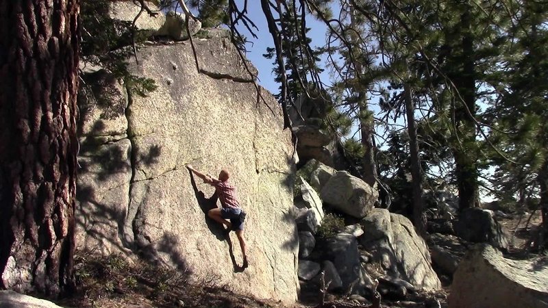 Mellow climbing up a beautiful slab with crystals.
