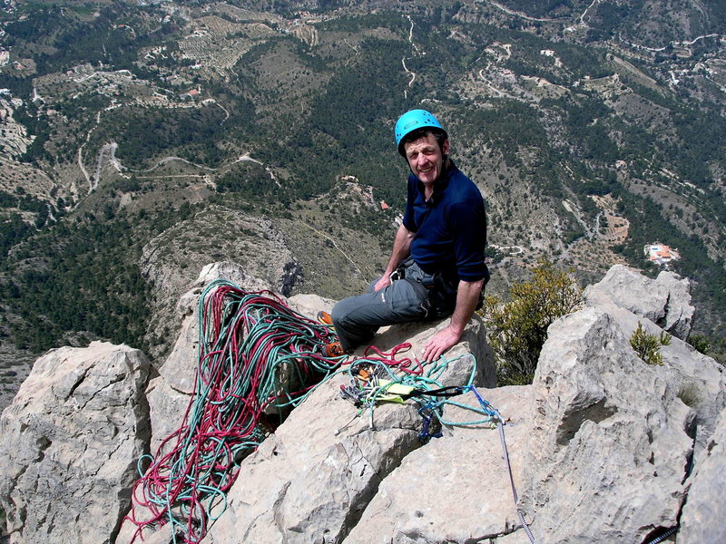 Atop first climb after retirement, Alicante, Costa Blanca, Spain
