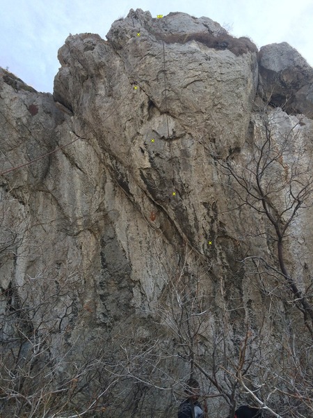 Five bolts to anchors, great holds to clip each one