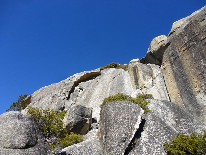 Road House Blues from the trail. RHB takes the face to the left of the curving crack.