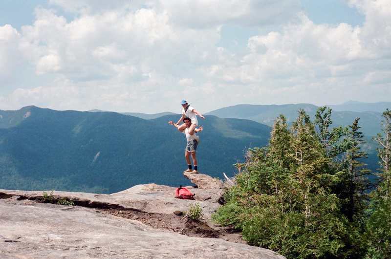 Randy and Adam goofing off on Noonmark Mnt. ADK Circa 1984